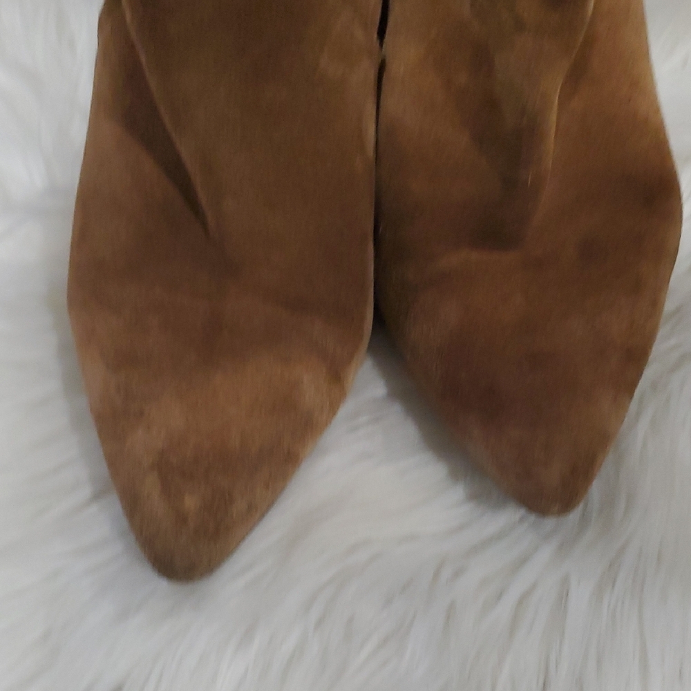Pure Navy Chic Tan Suede Heeled Boots - Picture 15 of 15